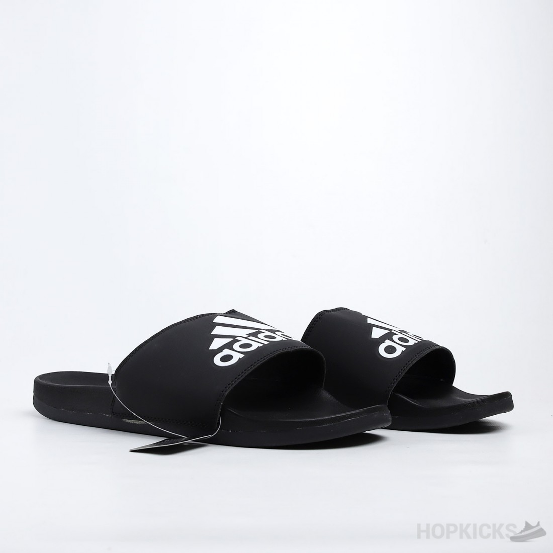 black and white adilette slides